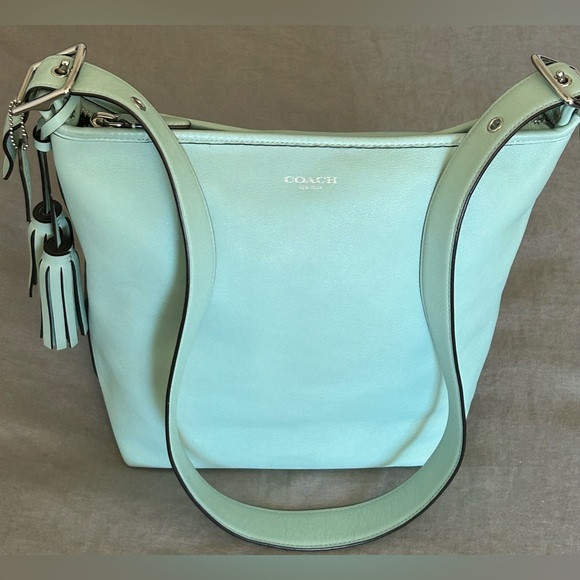 COACH Legacy Tassel Top Smooth Leather Duffel in Mint - Picture 3 of 14